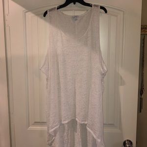 White burnout high/low tank top
